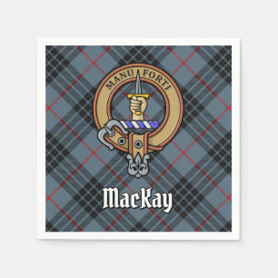 Clan MacKay Crest over Blue Tartan Napkins