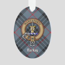 Clan MacKay Crest over Blue Tartan Ornament