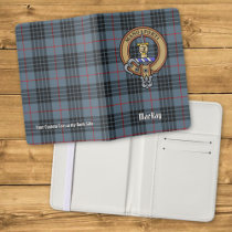 Clan MacKay Crest over Blue Tartan Passport Holder