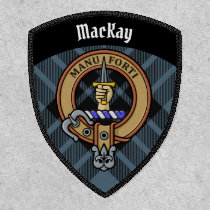 Clan MacKay Crest over Blue Tartan Patch