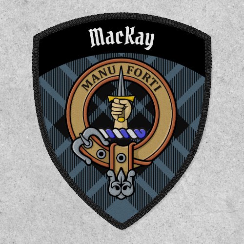 Clan MacKay Crest over Blue Tartan Patch
