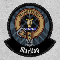 Clan MacKay Crest over Blue Tartan Patch