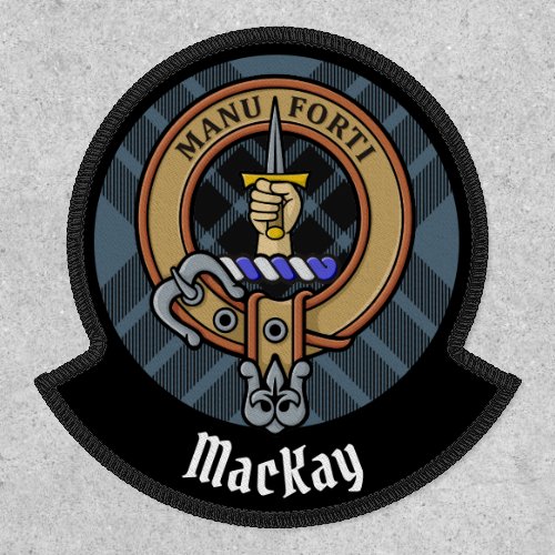 Clan MacKay Crest over Blue Tartan Patch