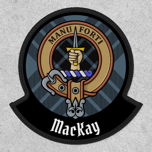 Clan MacKay Crest over Blue Tartan Patch (Front)