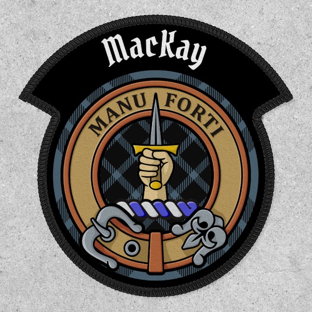 Clan MacKay Crest over Blue Tartan Patch (Front)