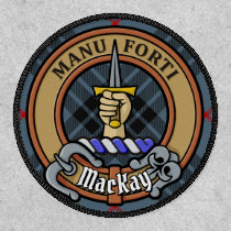 Clan MacKay Crest over Blue Tartan Patch