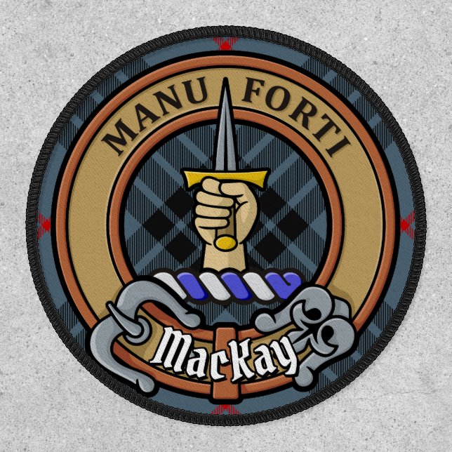 Clan MacKay Crest over Blue Tartan Patch (Front)