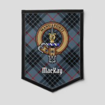 Clan MacKay Crest over Blue Tartan Pennant