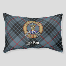 Clan MacKay Crest over Blue Tartan Pet Bed