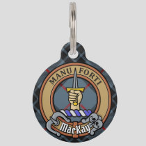 Clan MacKay Crest over Blue Tartan Pet ID Tag