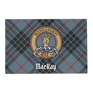 Clan MacKay Crest over Blue Tartan Placemat