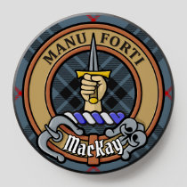 Clan MacKay Crest over Blue Tartan PopSocket