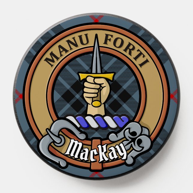 Clan MacKay Crest over Blue Tartan PopSocket (Popsocket)