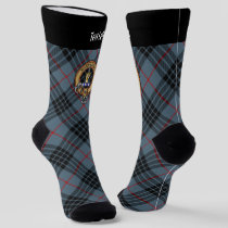 Clan MacKay Crest over Blue Tartan Socks