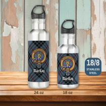 Clan MacKay Crest over Blue Tartan Stainless Steel Water Bottle