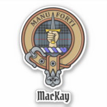 Clan MacKay Crest over Blue Tartan Sticker