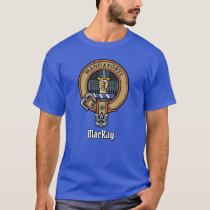 Clan MacKay Crest over Blue Tartan T-Shirt