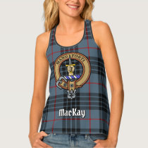 Clan MacKay Crest over Blue Tartan Tank Top