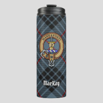 Clan MacKay Crest over Blue Tartan Thermal Tumbler