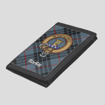 Clan MacKay Crest over Blue Tartan Trifold Wallet