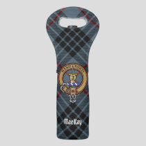 Clan MacKay Crest over Blue Tartan Wine Bag