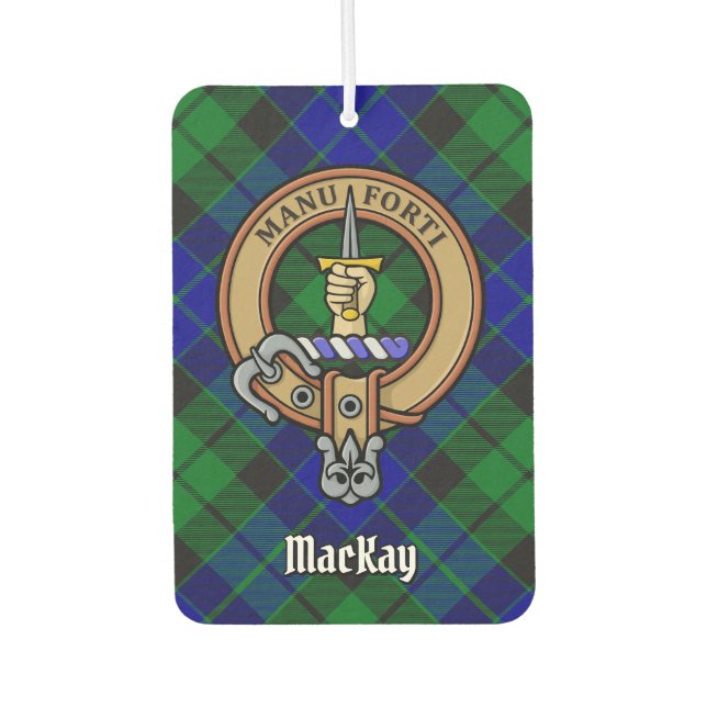 Clan MacKay Crest over Tartan Air Freshener (Front)