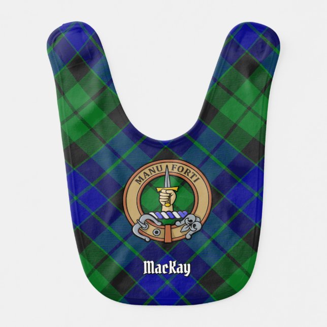 Clan MacKay Crest over Tartan Baby Bib (Front)