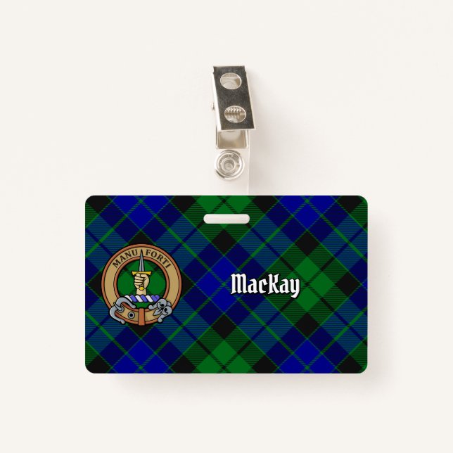 Clan MacKay Crest over Tartan Badge (Front with Clip)