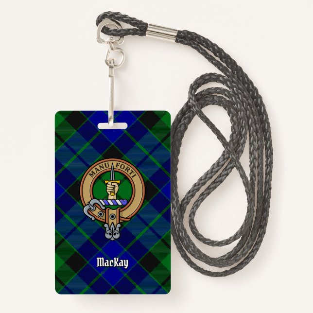 Clan MacKay Crest over Tartan Badge (Front with Lanyard)