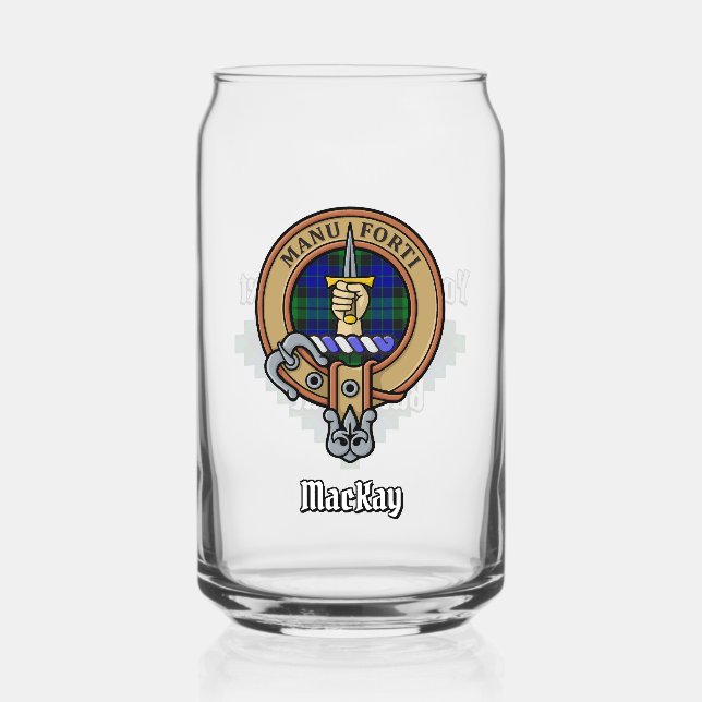 Clan MacKay Crest over Tartan Can Glass (Front)