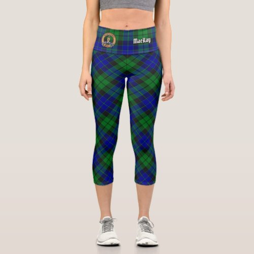 Clan MacKay Crest over Tartan Capri Leggings