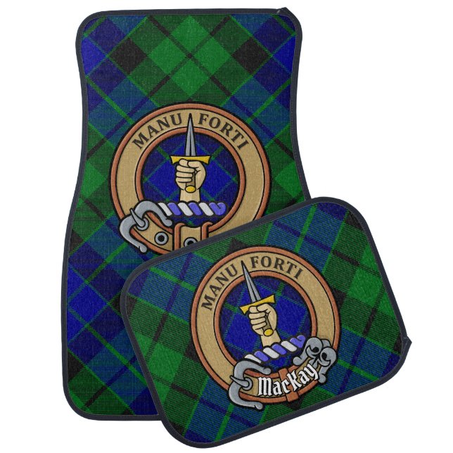 Clan MacKay Crest over Tartan Car Floor Mat (Set)