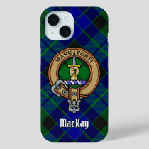 Clan MacKay Crest over Tartan iPhone 15 Case