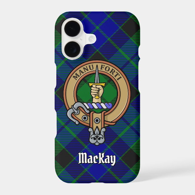 Clan MacKay Crest over Tartan Case-Mate iPhone Case (Back)