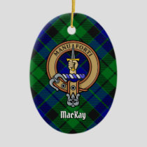 Clan MacKay Crest over Tartan Ceramic Ornament
