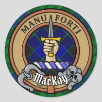 Clan MacKay Crest over Tartan Classic Round Sticker