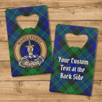 Clan MacKay Crest over Tartan Credit Card Bottle Opener