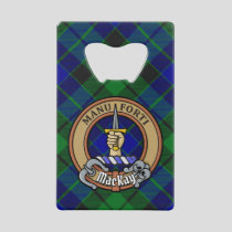 Clan MacKay Crest over Tartan Credit Card Bottle Opener