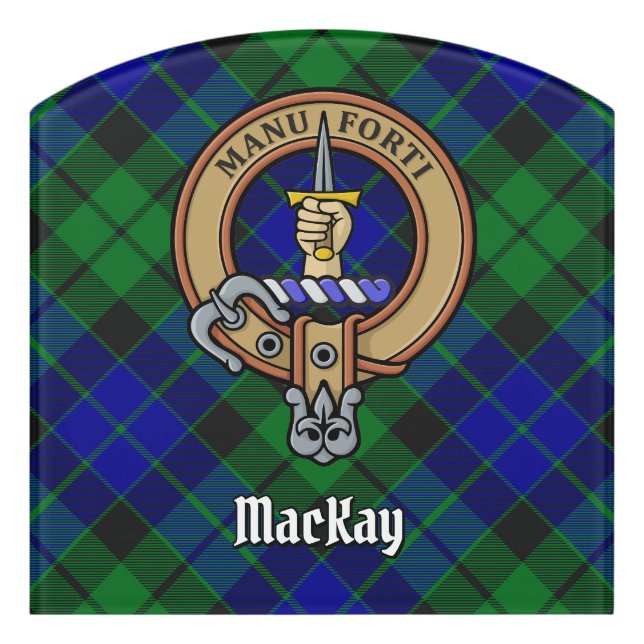 Clan MacKay Crest over Tartan Door Sign (Contour Front)