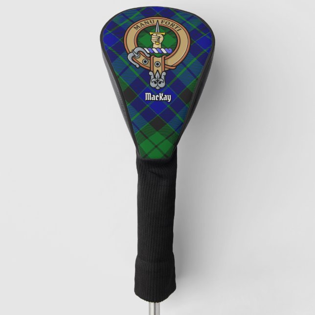 Clan MacKay Crest over Tartan Golf Head Cover (Front)