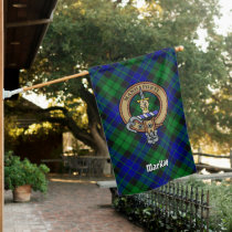 Clan MacKay Crest over Tartan House Flag