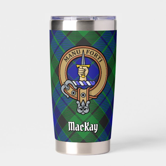 Clan MacKay Crest over Tartan Insulated Tumbler (Front)