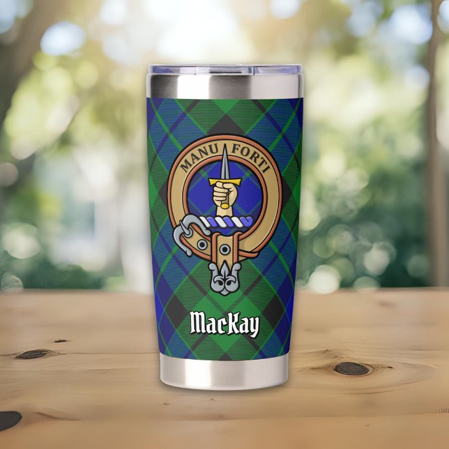 Clan MacKay Crest over Tartan Insulated Tumbler (Creator Uploaded)