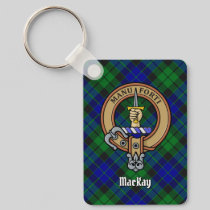 Clan MacKay Crest over Tartan Keychain