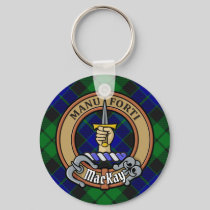 Clan MacKay Crest over Tartan Keychain