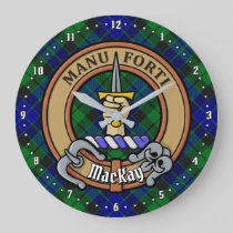 Clan MacKay Crest over Tartan Large Clock