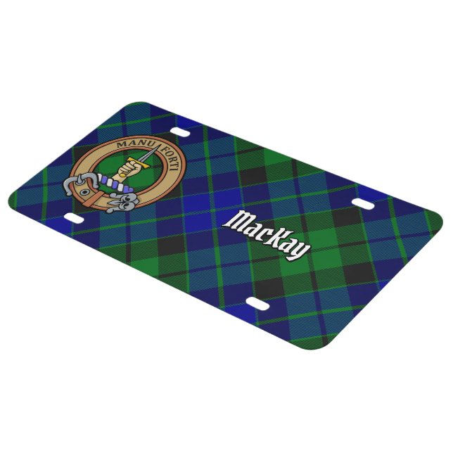 Clan MacKay Crest over Tartan License Plate (Side)