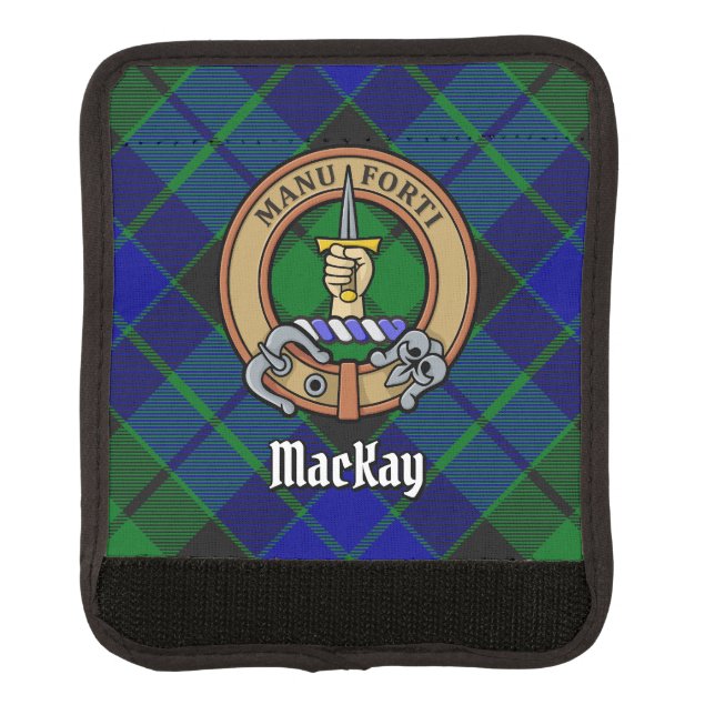 Clan MacKay Crest over Tartan Luggage Handle Wrap (Front)