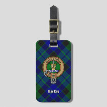 Clan MacKay Crest over Tartan Luggage Tag