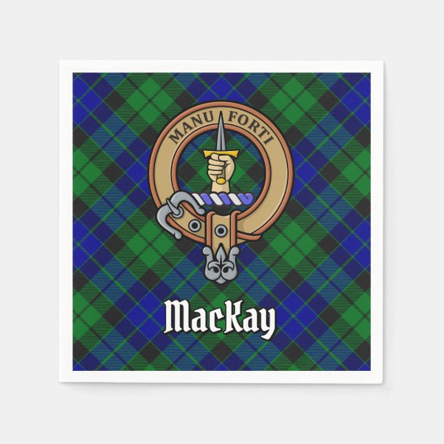 Clan MacKay Crest over Tartan Napkins (Front)